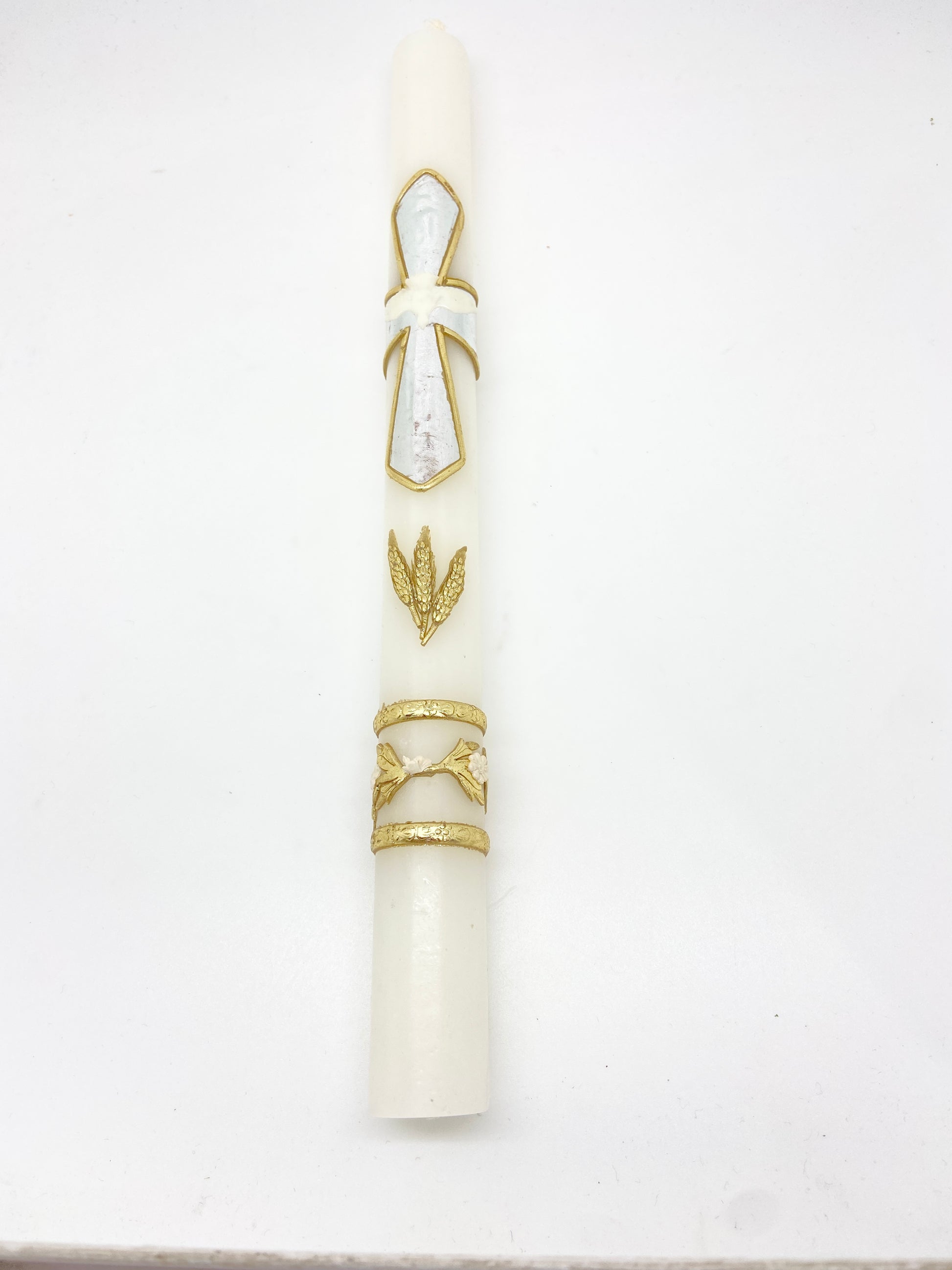 Holy Spirit Dove Baptism Candle Gold 12" - Unique Catholic Gifts