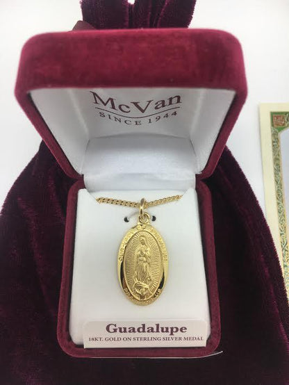 STERLING GOLD MEDAL OL GUADALUPE 18" CH'&BX' - Unique Catholic Gifts