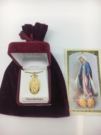 STERLING GOLD MEDAL OL GUADALUPE 18" CH'&BX' - Unique Catholic Gifts