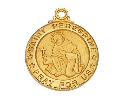 Gold over Silver St. Peregrine (3/4') on 20" chain. - Unique Catholic Gifts