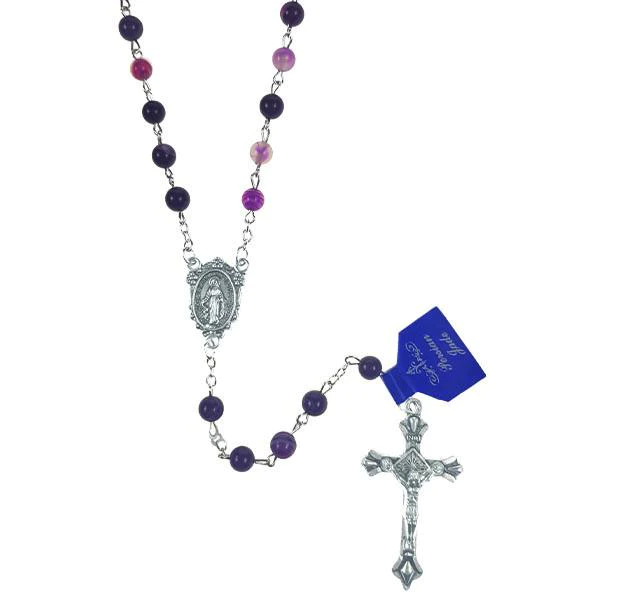 Multi-Color Jade Rosary - Violet Tones - Unique Catholic Gifts