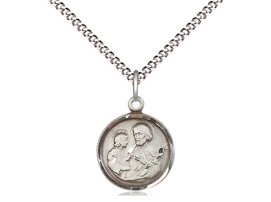 Saint Joseph Sterling Silver Oval Medal 5/8" - Unique Catholic Gifts