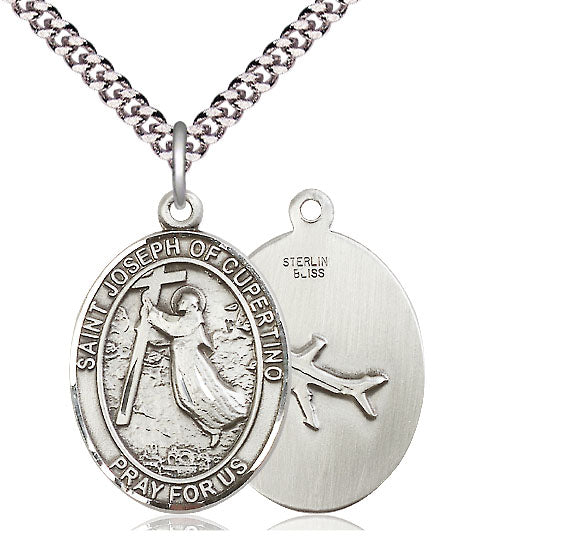 St Joseph of Cupertino Oval Patron Saint Series Medal with 24" chain - Unique Catholic Gifts