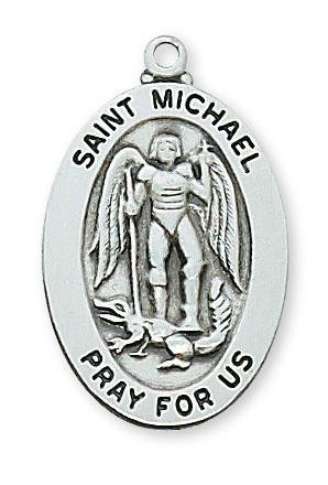 St. Michael Sterling Silver Medal (1 x 5/8") - Unique Catholic Gifts