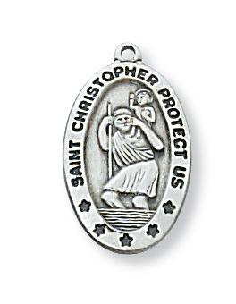 Sterling Silver St Christopher (3/4") on 18 inch chain - Unique Catholic Gifts