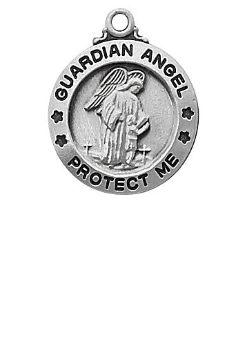 Sterling Silver Guardian Angel Medal 5/8" - Unique Catholic Gifts