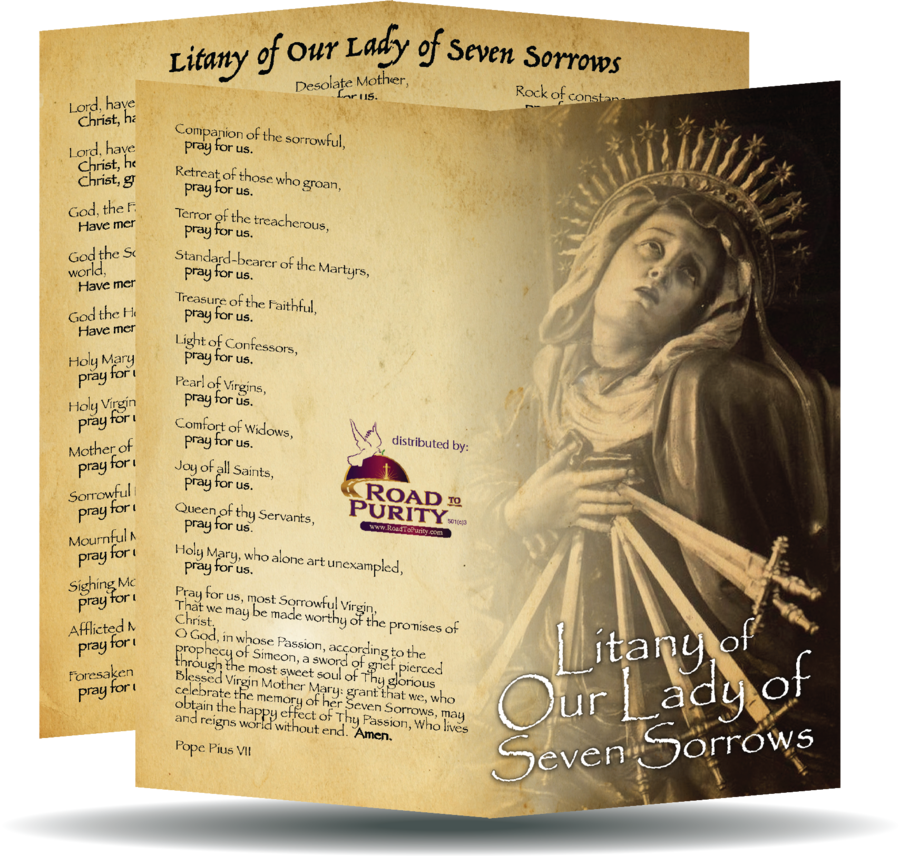 Litany of Our Lady of Seven Sorrows Holy Card - Unique Catholic Gifts