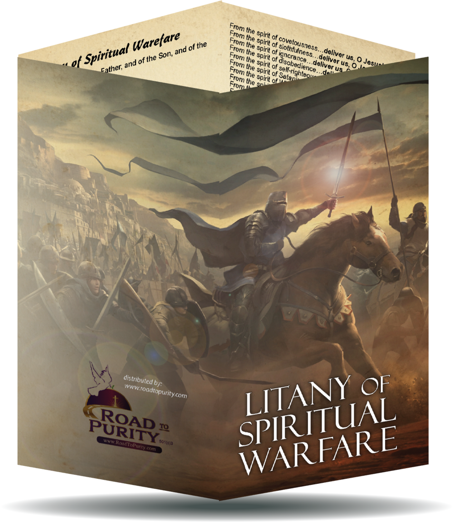 Litany of Spiritual Warfare Holy Card - Unique Catholic Gifts