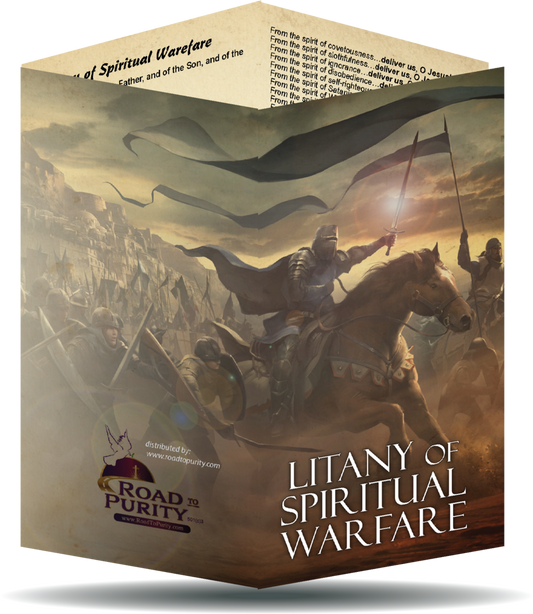 Litany of Spiritual Warfare Holy Card - Unique Catholic Gifts