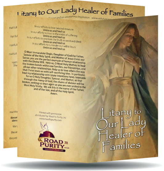 Litany to Our Lady Healer of Families Holy Card - Unique Catholic Gifts