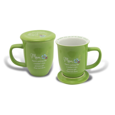 Mom Green Floral Mug & Coaster Set - Unique Catholic Gifts