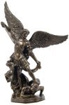 Mini Archangel Michael Stepping on Evil Statue 4" - Unique Catholic Gifts