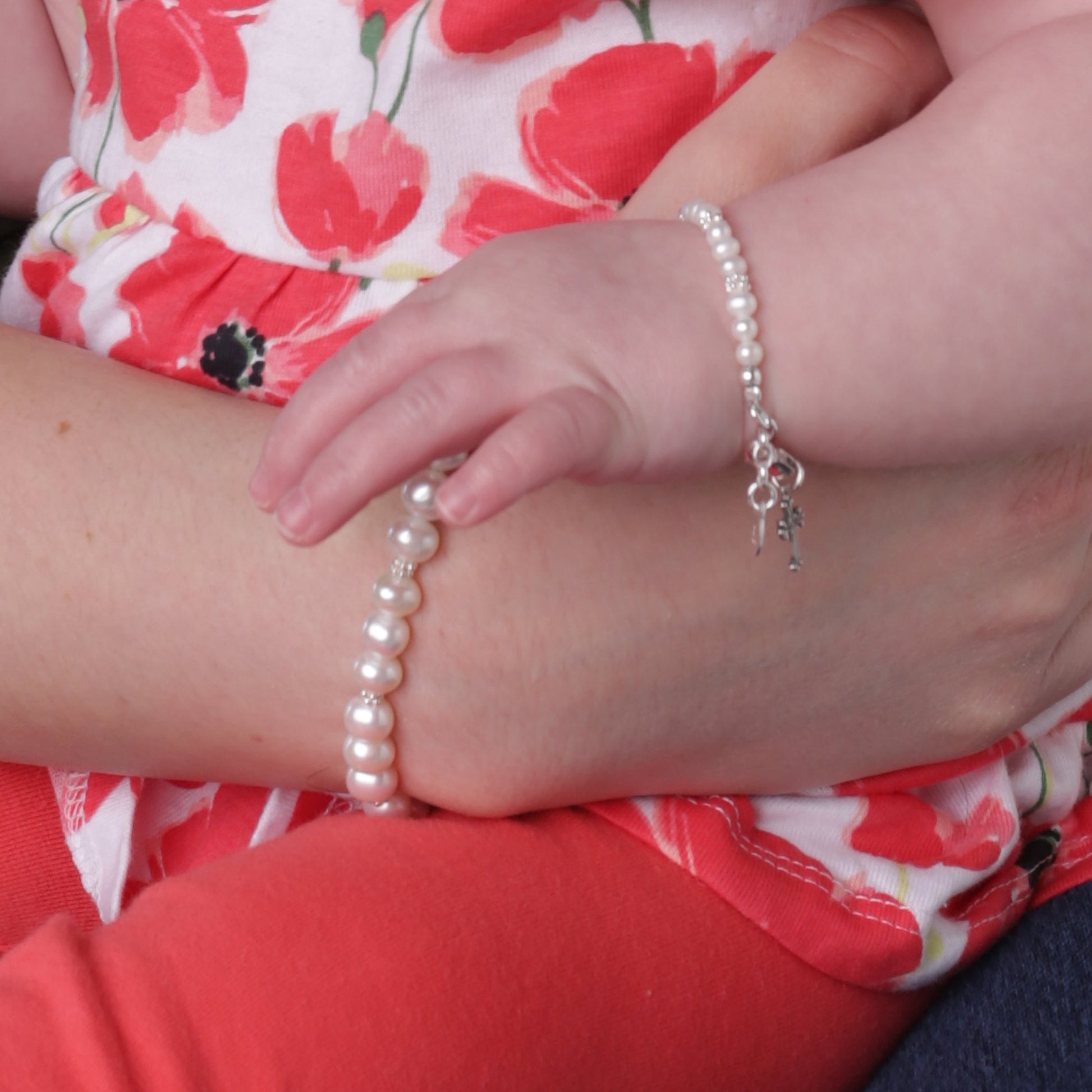 Mom and Me Bracelet Set - Baptism Gift with Cross Charms - Unique Catholic Gifts