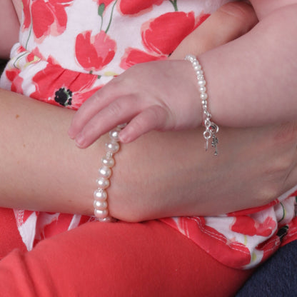 Mom and Me Bracelet Set - Baptism Gift with Cross Charms - Unique Catholic Gifts