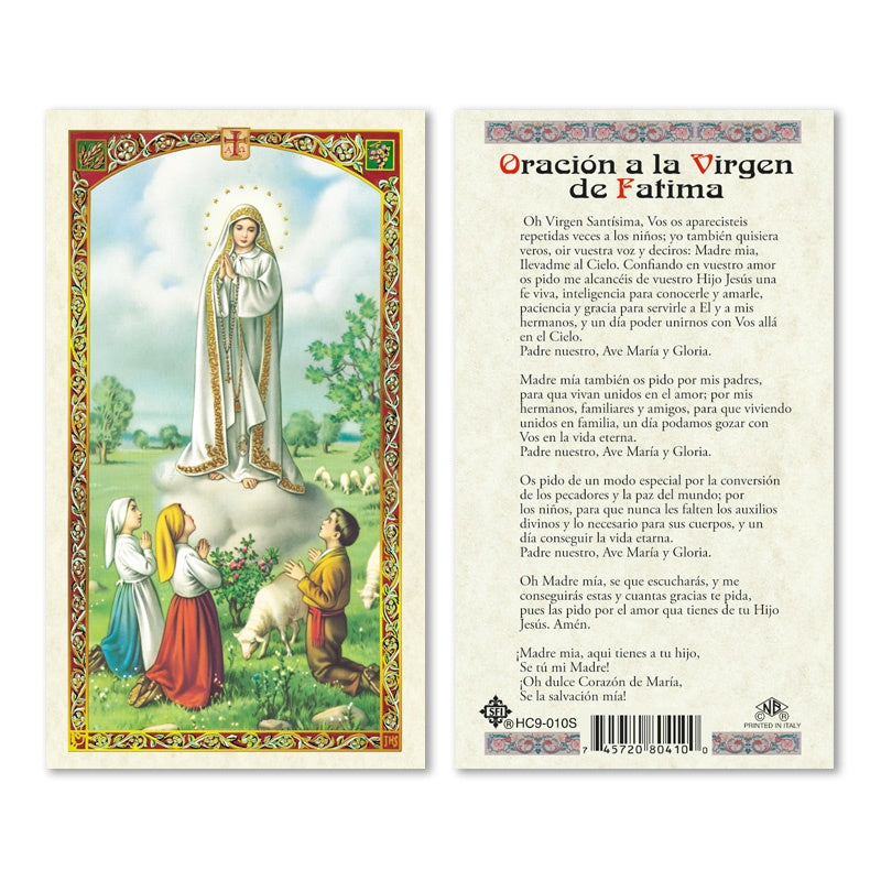 Nuestra Señora de Fatima Tarjeta laminada (cubierta de plástico) - Unique Catholic Gifts