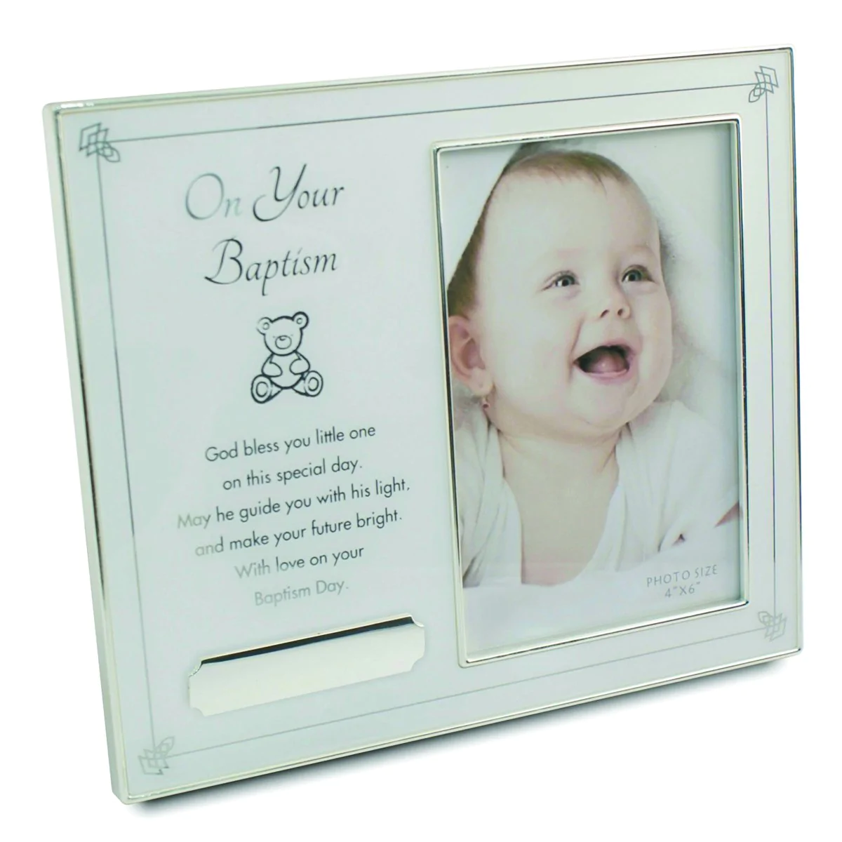 On Your Baptism Silver-tone Engravable Picture Frame - Unique Catholic Gifts