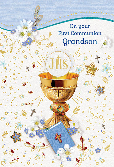 On Your First Communion Grandson Greeting Card - Unique Catholic Gifts