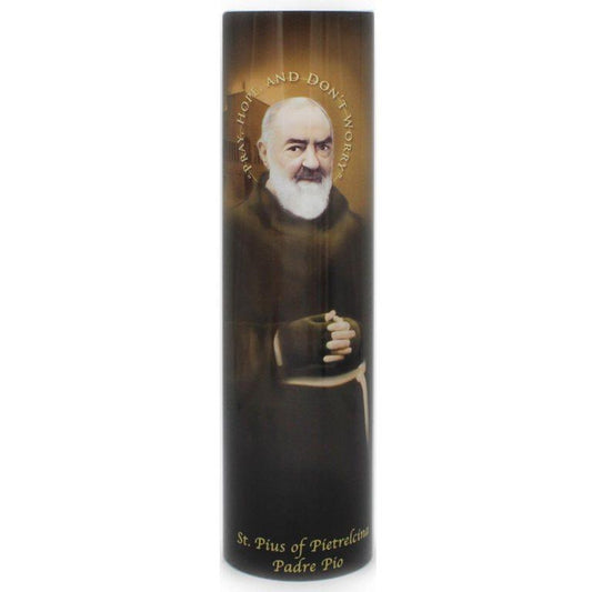 Saint Padre Pio LED Candle with Timer - Unique Catholic Gifts