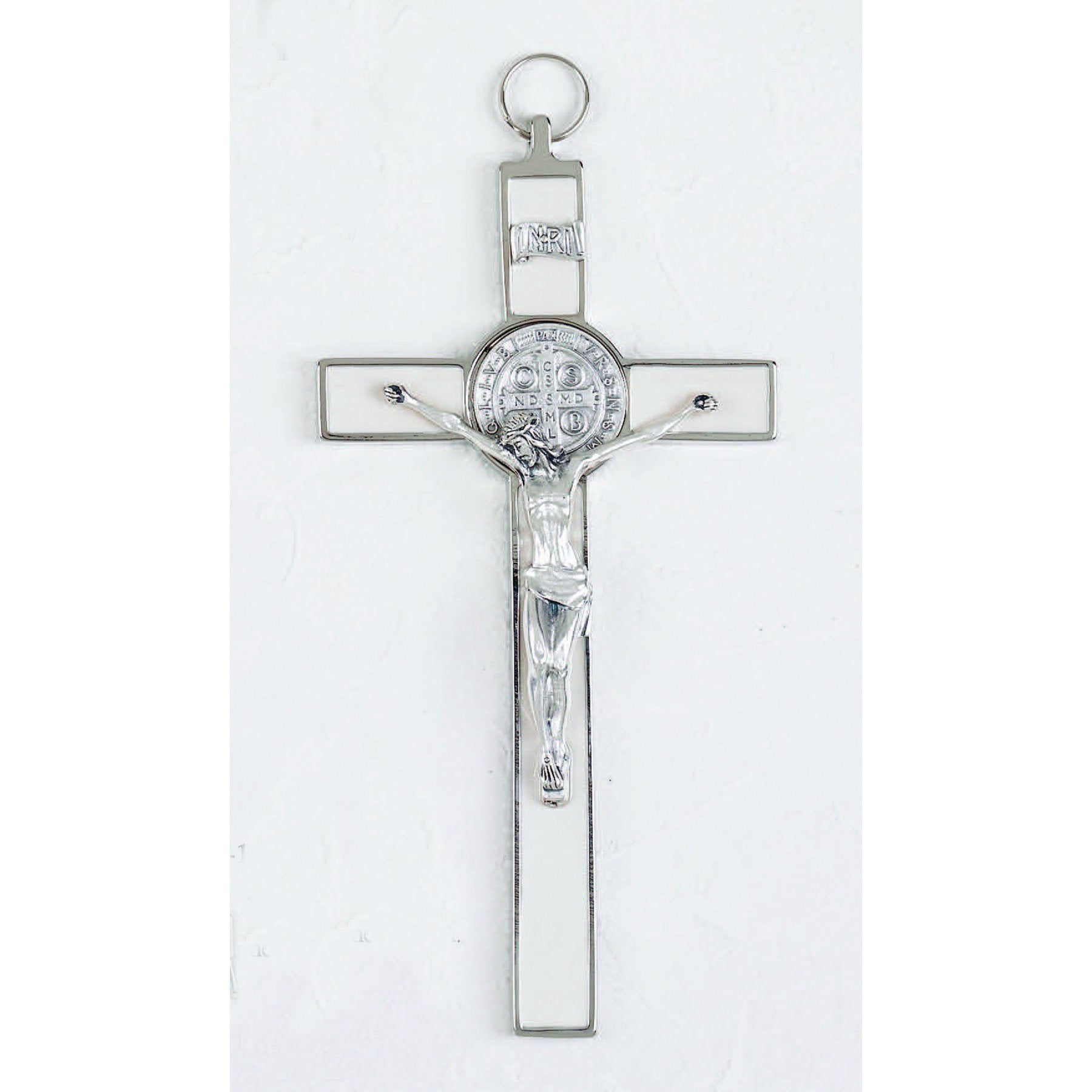 Pearl St. Benedict Wall Crucifix 8" - Unique Catholic Gifts