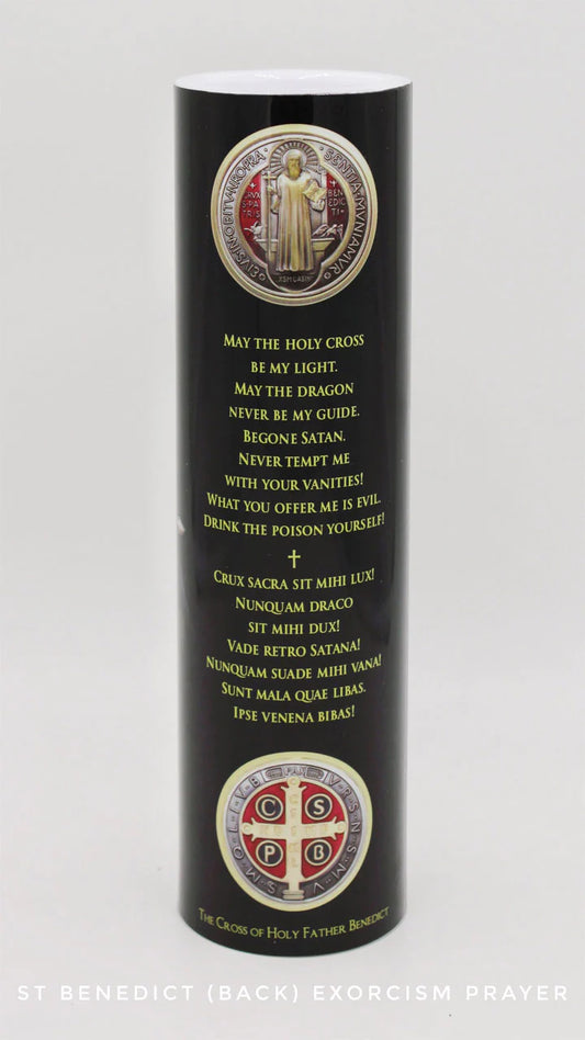 Saint Benedict LED Candle with Timer - Unique Catholic Gifts