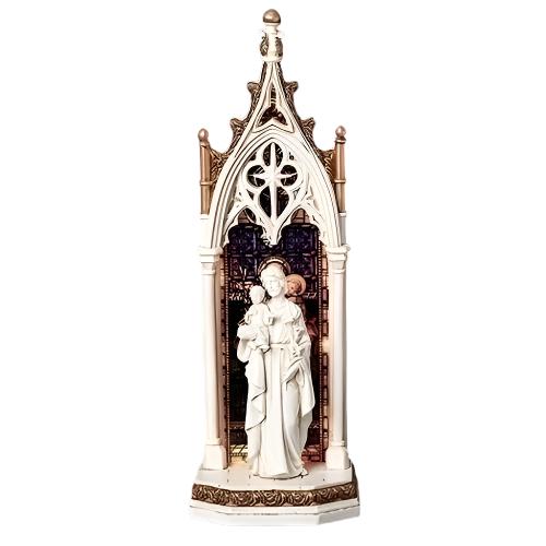 Saint Joseph Cathedral Arch and LED Mosaic Window Statue (11 3/4") - Unique Catholic Gifts