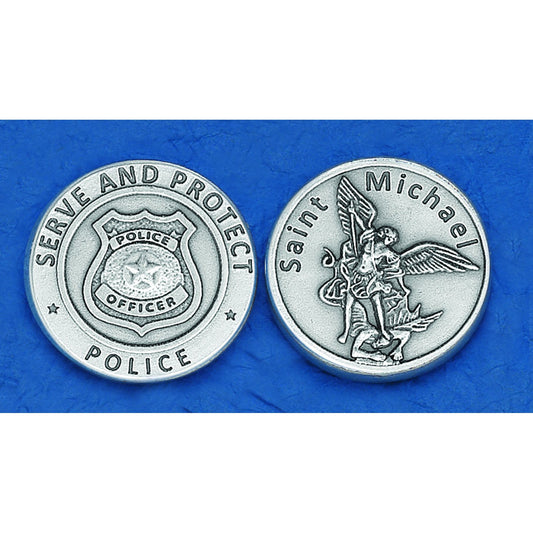 St. Michael the Archangel "Serve and Protect" Italian Pocket Token Coin - Unique Catholic Gifts