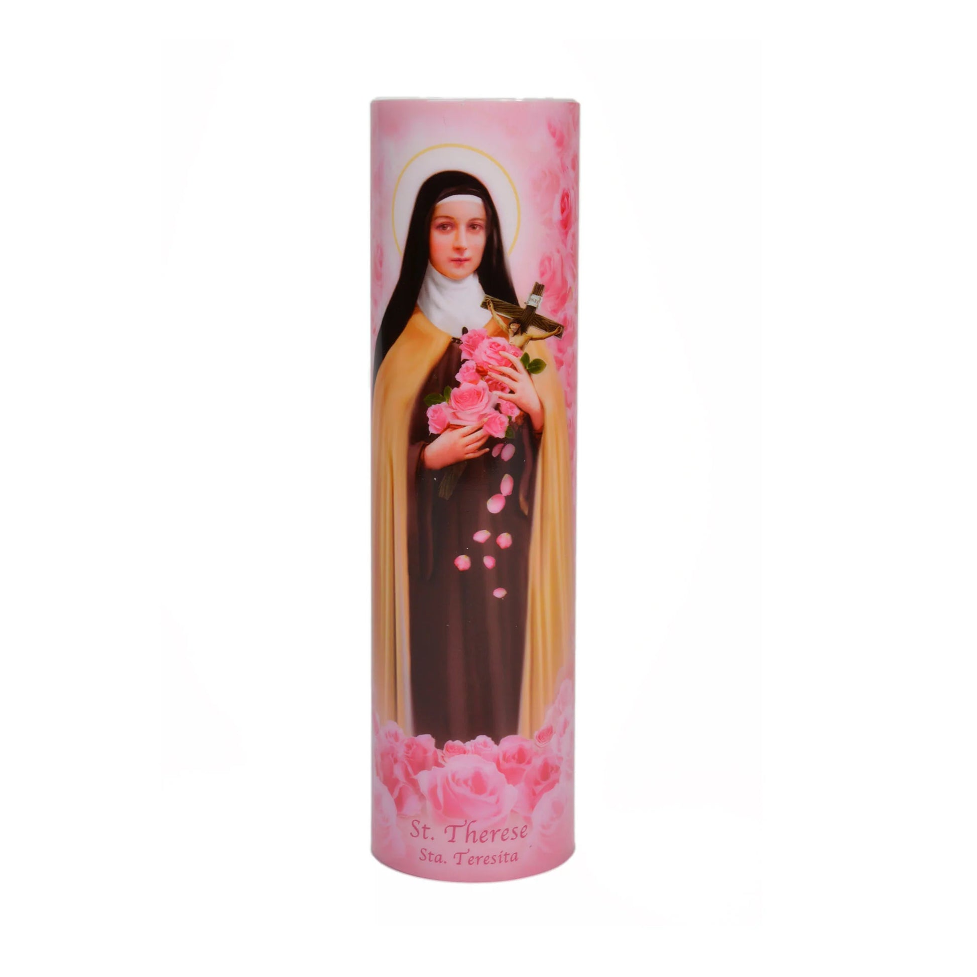 Saint Therese of Lisieux LED Candle with Timer - Unique Catholic Gifts