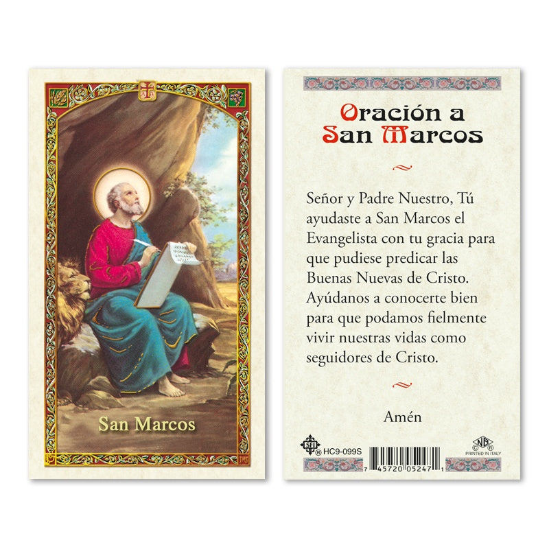 San Marcos Tarjeta Sagrada laminada (Cubierta de Plástico) - Unique Catholic Gifts