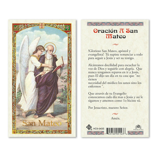 San Mateo Tarjeta Sagrada laminada (Cubierta de Plástico) - Unique Catholic Gifts