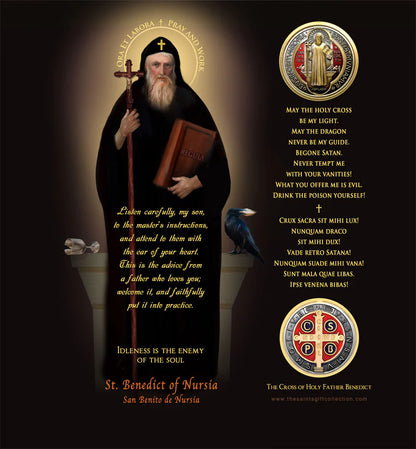 Saint Benedict LED Candle with Timer - Unique Catholic Gifts