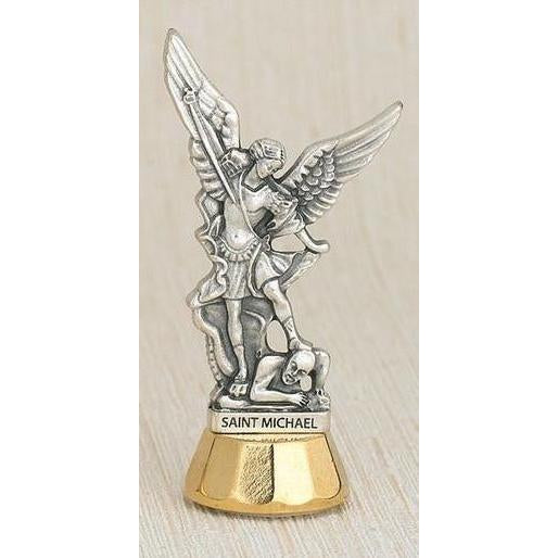 St. Michael Mini Statue Adhesive Bottom. 3" - Unique Catholic Gifts