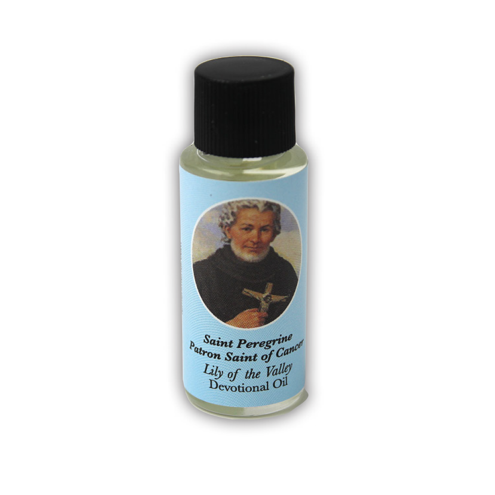 St. Peregrine Devotional Oil .25 oz Lily of the Valley Scent - Unique Catholic Gifts