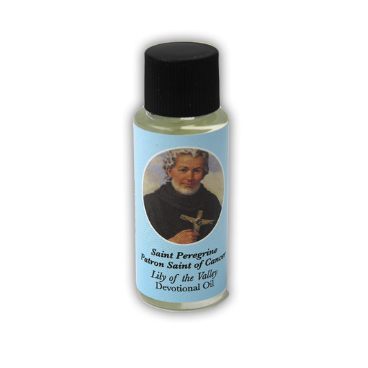 St. Peregrine Devotional Oil .25 oz Lily of the Valley Scent - Unique Catholic Gifts