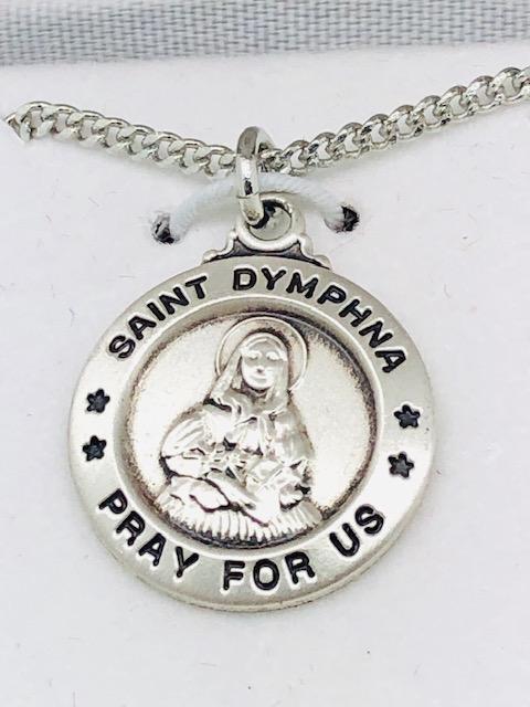 St. Dymphna Medal Sterling Silver 5/8" - Unique Catholic Gifts