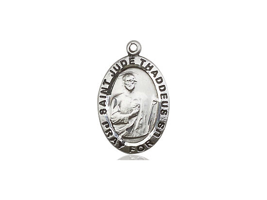 St Jude Sterling Silver Medal 3/4" with 18" chain - Unique Catholic Gifts