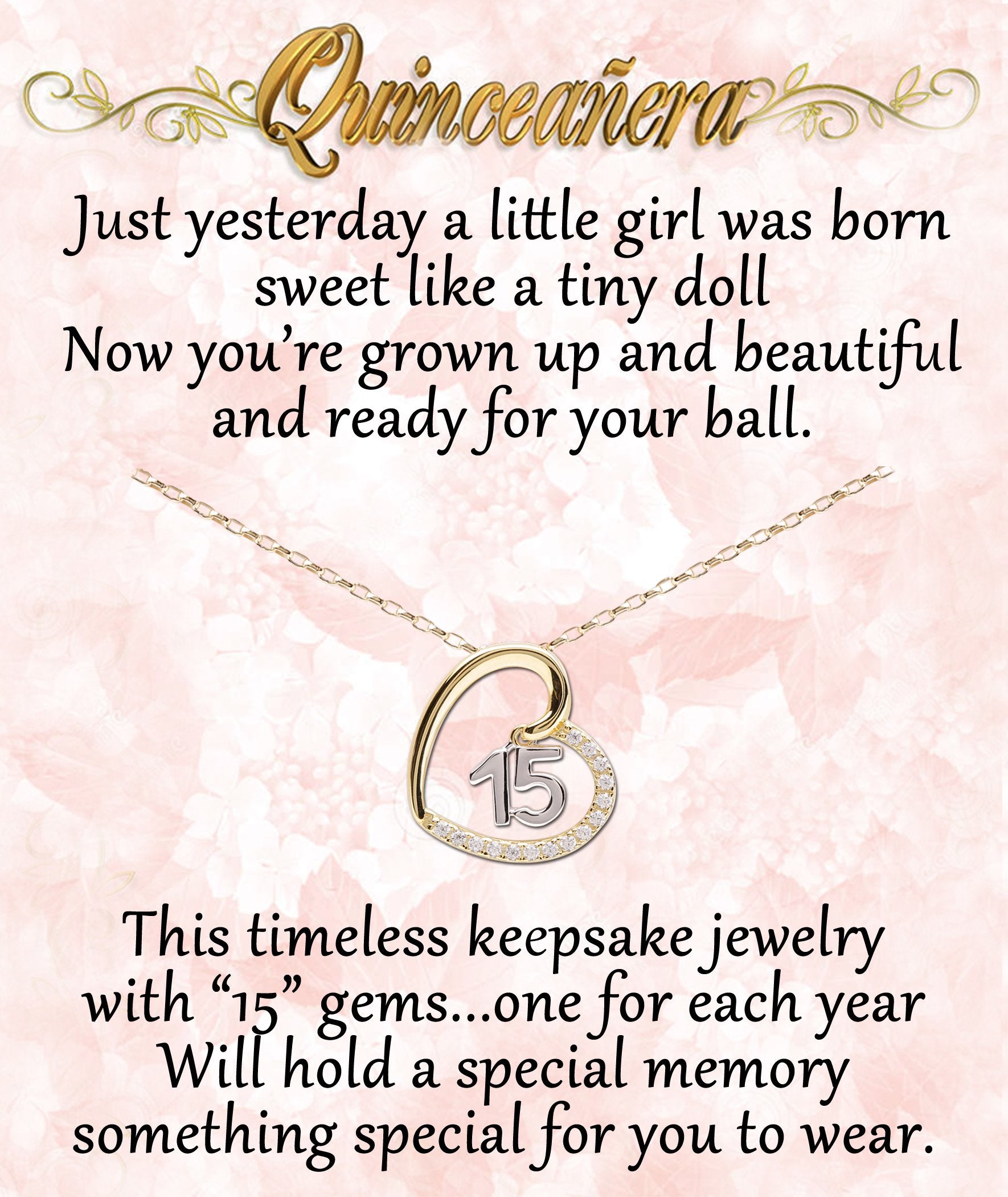 Quinceanera Heart Necklace - Unique Catholic Gifts