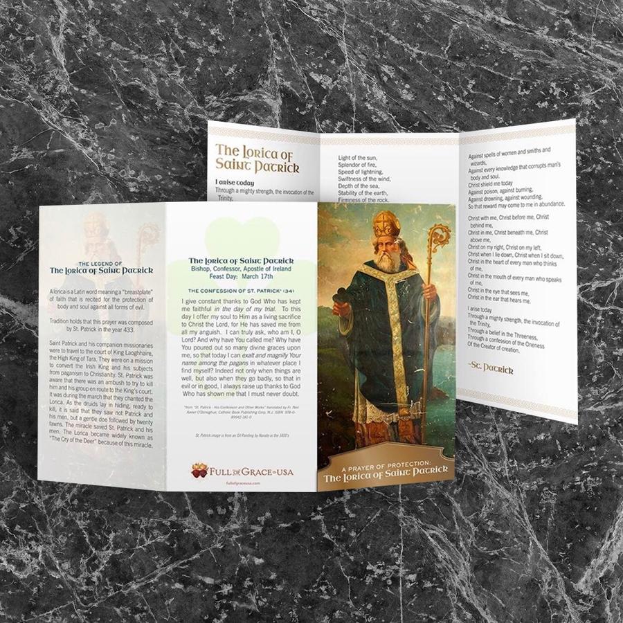 The Lorica of St. Patrick Trifold Holy Card - Unique Catholic Gifts