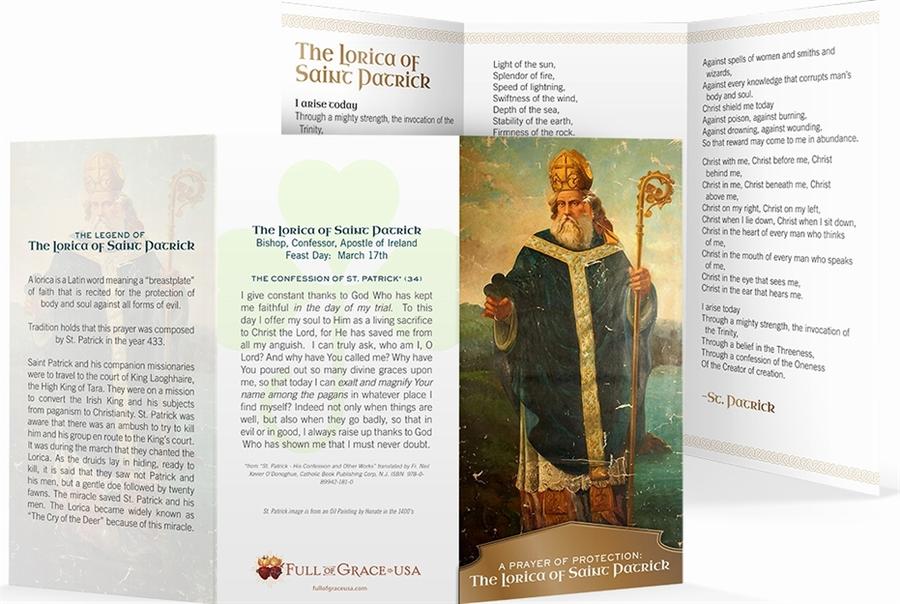 The Lorica of St. Patrick Trifold Holy Card - Unique Catholic Gifts