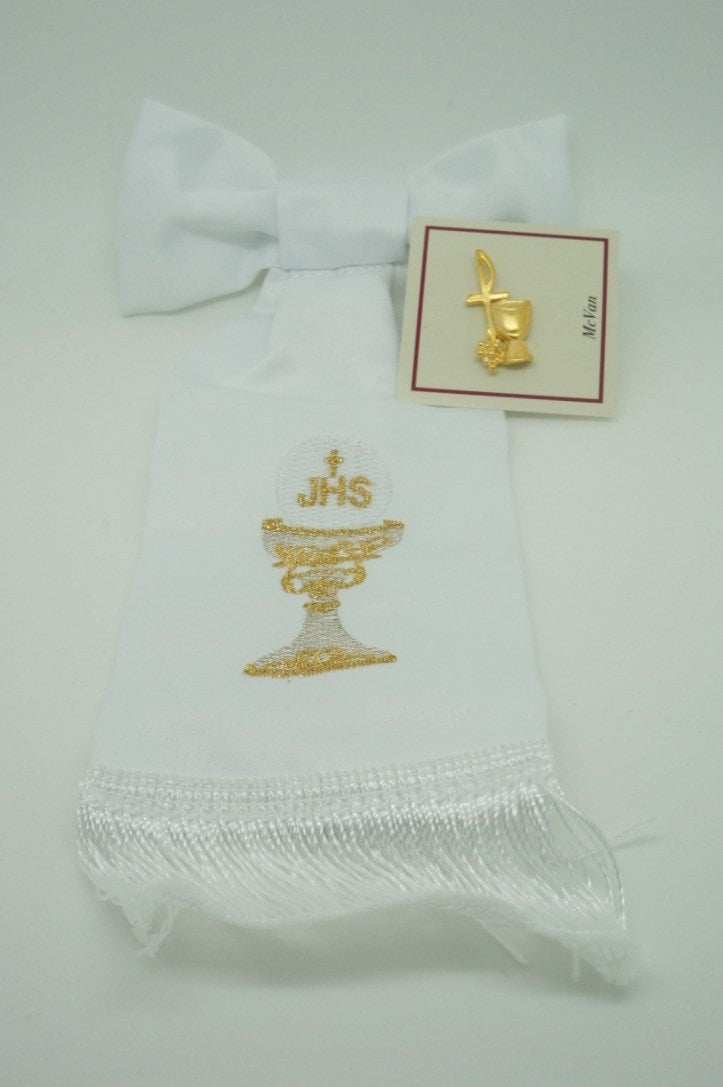 First Communion Set Arm Band Handmade Chalice and Pin - Unique Catholic Gifts