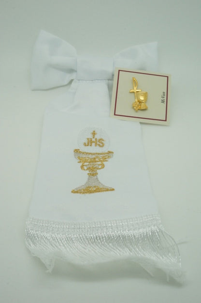 First Communion Set Arm Band Handmade Chalice and Pin - Unique Catholic Gifts