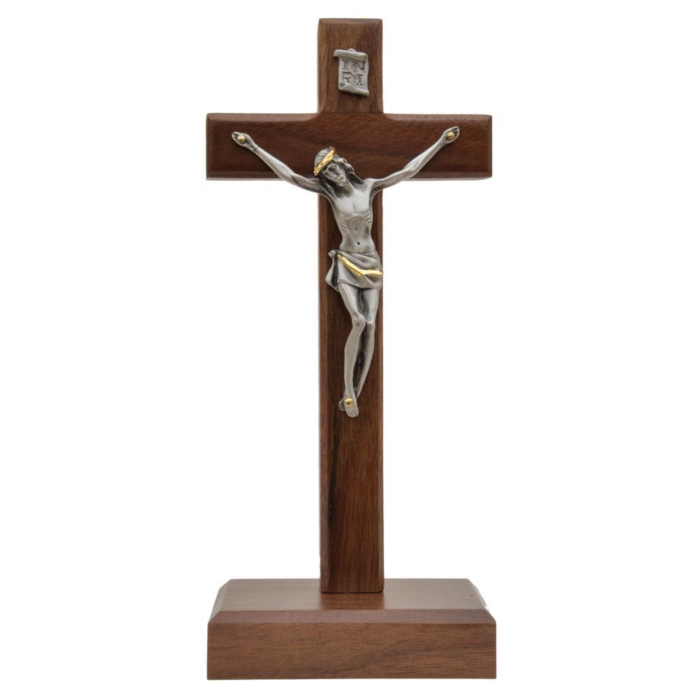 Walnut Standing Crucifix (10") - Unique Catholic Gifts