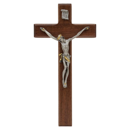 Walnut Wall Crucifix (7") - Unique Catholic Gifts