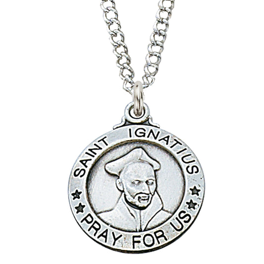 (L600ig) Sterling Silver St. Ignatius 20" Chain & box - Unique Catholic Gifts