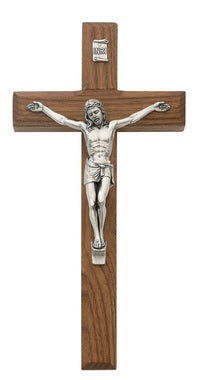 (80-02) 8" Beveled Walnut Crucifix - Unique Catholic Gifts