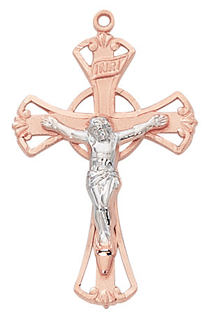 (Jr9209) Rose Gold Ss Two Tone Crucifix - Unique Catholic Gifts