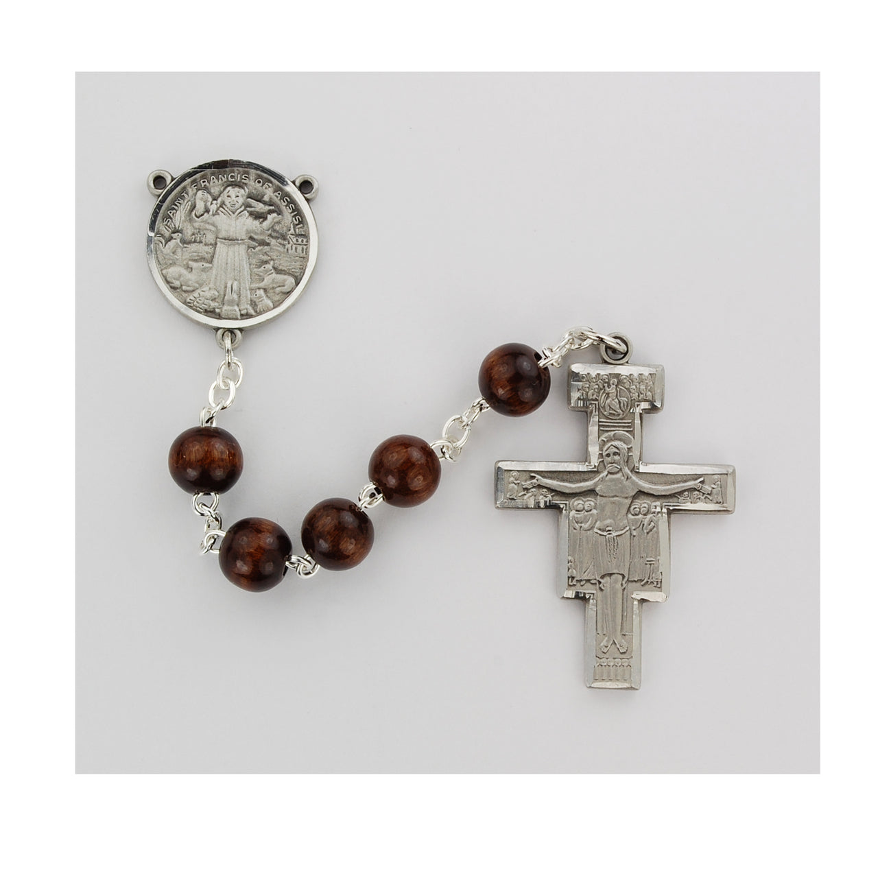 (R169lf) Ss 4x6mm San Damiano Rosary - Unique Catholic Gifts