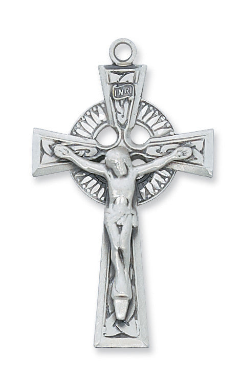 (L5A)Sterling Silver Crucifix 24" Chain and Box - Unique Catholic Gifts