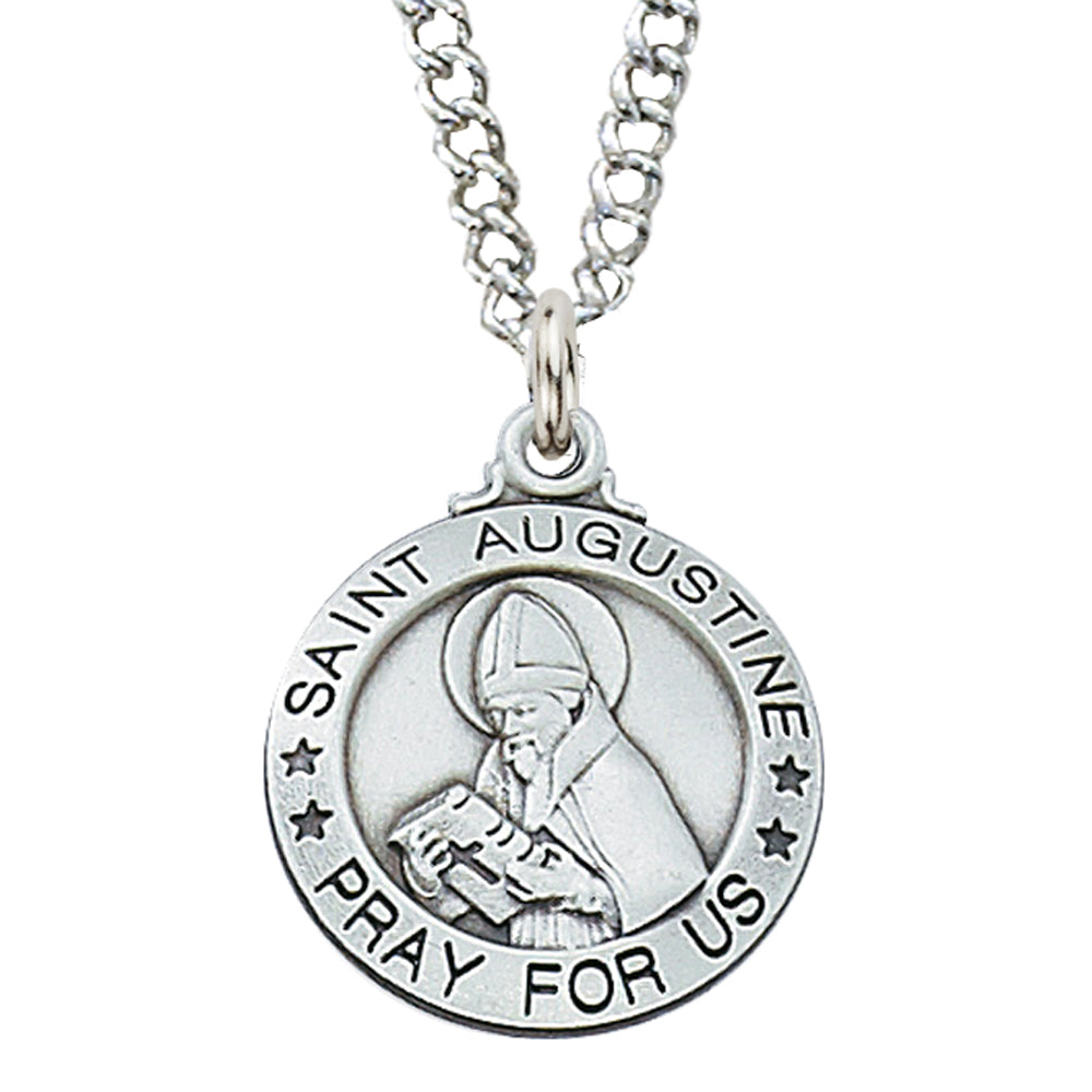 (L600au) Sterling Silver St. Augustine 20" Chain & Box - Unique Catholic Gifts