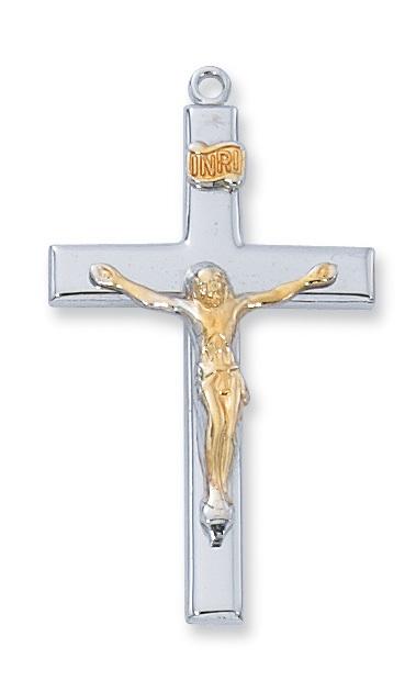 Sterling Silver Tuton  Crucifix 1-1/2" on 24" chain. - Unique Catholic Gifts