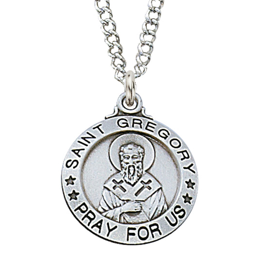 St Gregory Medal Sterling Silver 3/4" - Unique Catholic Gifts